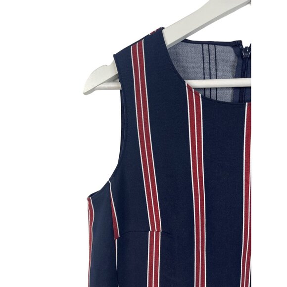 Halogen Navy Red Striped Sleeveless Mini Shift Dress Women’s XS Work Casual - Picture 5 of 12